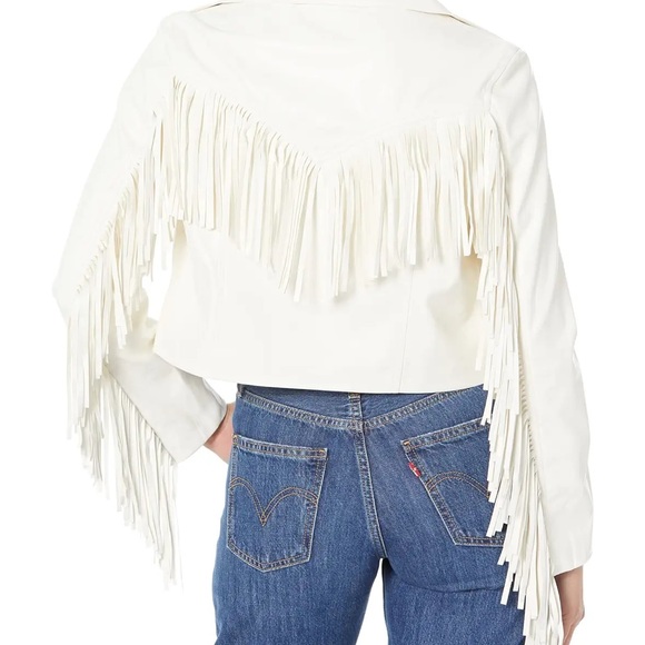 Off White Studded Fringe Leather Jacket